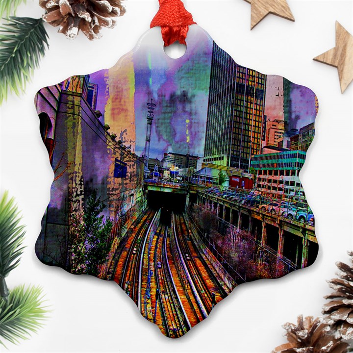 Downtown Chicago City Snowflake Ornament (Two Sides)