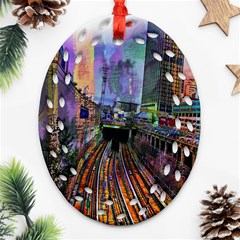 Downtown Chicago City Ornament (Oval Filigree)