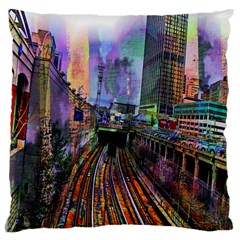 Downtown Chicago City Large Cushion Case (one Side) by Nexatart