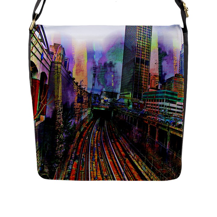 Downtown Chicago City Flap Messenger Bag (L) 