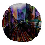 Downtown Chicago City Large 18  Premium Flano Round Cushions Front