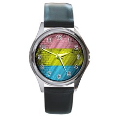 Brickwall Round Metal Watch