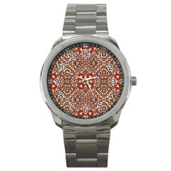 Seamless Pattern Based On Turkish Carpet Pattern Sport Metal Watch by Nexatart