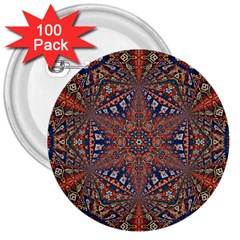 Armenian Carpet In Kaleidoscope 3  Buttons (100 Pack)  by Nexatart