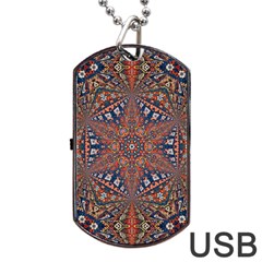 Armenian Carpet In Kaleidoscope Dog Tag Usb Flash (one Side) by Nexatart