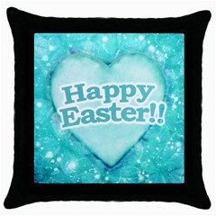 Happy Easter Theme Graphic Throw Pillow Case (black) by dflcprints