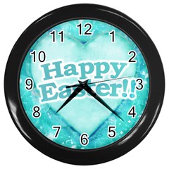 Happy Easter Theme Graphic Wall Clocks (black) by dflcprints