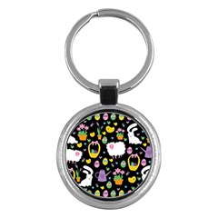 Cute Easter Pattern Key Chains (round)  by Valentinaart