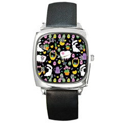 Cute Easter Pattern Square Metal Watch by Valentinaart