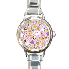 Cute Easter Pattern Round Italian Charm Watch