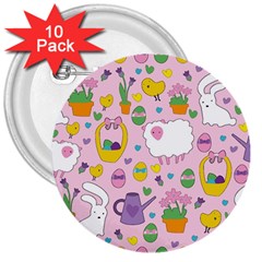 Cute Easter pattern 3  Buttons (10 pack) 