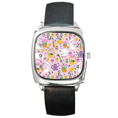 Cute Easter pattern Square Metal Watch