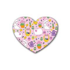 Cute Easter pattern Rubber Coaster (Heart) 