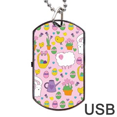 Cute Easter Pattern Dog Tag Usb Flash (one Side) by Valentinaart