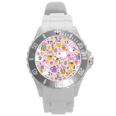 Cute Easter Pattern Round Plastic Sport Watch (l) by Valentinaart