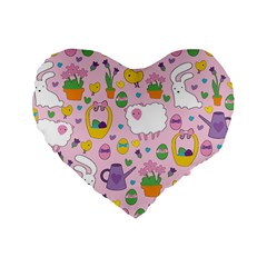 Cute Easter pattern Standard 16  Premium Heart Shape Cushions