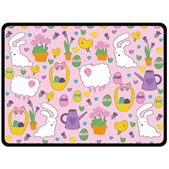 Cute Easter pattern Double Sided Fleece Blanket (Large) 