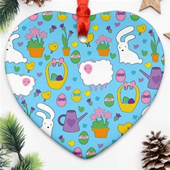 Cute Easter Pattern Ornament (heart) by Valentinaart