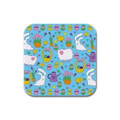 Cute Easter Pattern Rubber Square Coaster (4 Pack)  by Valentinaart