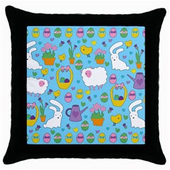 Cute Easter Pattern Throw Pillow Case (black) by Valentinaart