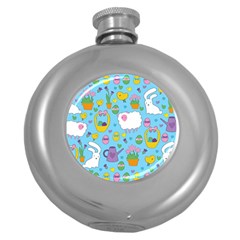 Cute Easter Pattern Round Hip Flask (5 Oz) by Valentinaart