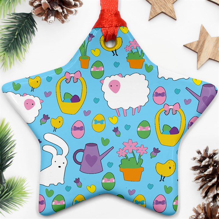 Cute Easter pattern Star Ornament (Two Sides)