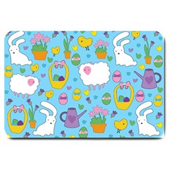 Cute Easter Pattern Large Doormat  by Valentinaart