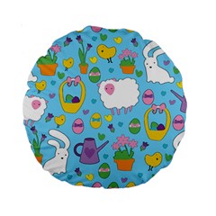 Cute Easter Pattern Standard 15  Premium Round Cushions by Valentinaart