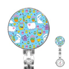 Cute Easter Pattern Stainless Steel Nurses Watch by Valentinaart