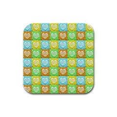 Colorful Happy Easter Theme Pattern Rubber Square Coaster (4 Pack)  by dflcprints