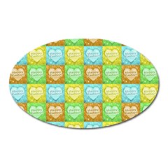 Colorful Happy Easter Theme Pattern Oval Magnet by dflcprints