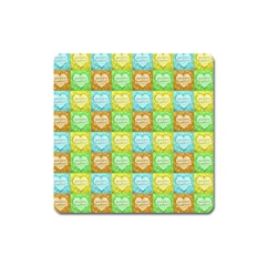 Colorful Happy Easter Theme Pattern Square Magnet by dflcprints