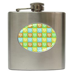 Colorful Happy Easter Theme Pattern Hip Flask (6 Oz) by dflcprints