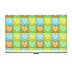 Colorful Happy Easter Theme Pattern Business Card Holders by dflcprints