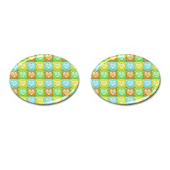 Colorful Happy Easter Theme Pattern Cufflinks (oval) by dflcprints