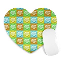 Colorful Happy Easter Theme Pattern Heart Mousepads by dflcprints