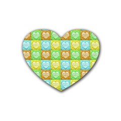 Colorful Happy Easter Theme Pattern Rubber Coaster (heart)  by dflcprints