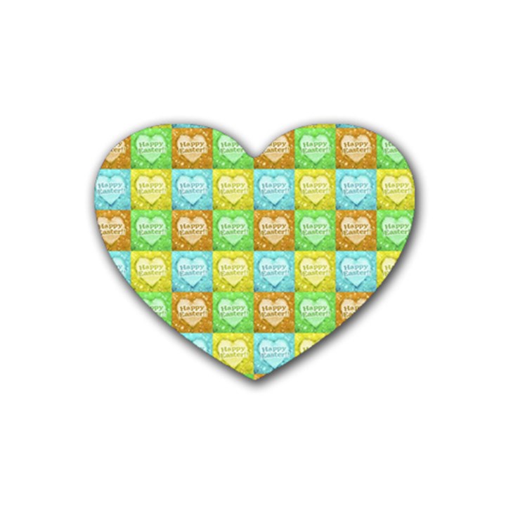 Colorful Happy Easter Theme Pattern Heart Coaster (4 pack) 