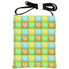 Colorful Happy Easter Theme Pattern Shoulder Sling Bags by dflcprints