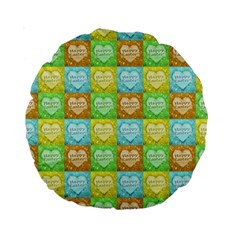 Colorful Happy Easter Theme Pattern Standard 15  Premium Round Cushions by dflcprints