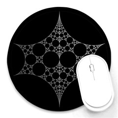 Drawing Of A White Spindle On Black Round Mousepads by Nexatart