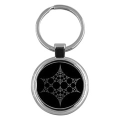 Drawing Of A White Spindle On Black Key Chains (round)  by Nexatart