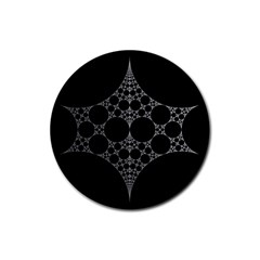 Drawing Of A White Spindle On Black Rubber Coaster (Round) 