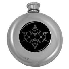 Drawing Of A White Spindle On Black Round Hip Flask (5 Oz) by Nexatart