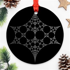 Drawing Of A White Spindle On Black Round Ornament (Two Sides)