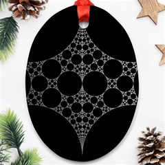 Drawing Of A White Spindle On Black Oval Ornament (Two Sides)