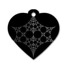 Drawing Of A White Spindle On Black Dog Tag Heart (One Side)