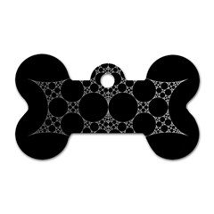 Drawing Of A White Spindle On Black Dog Tag Bone (Two Sides)