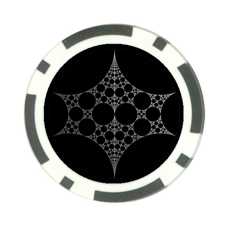 Drawing Of A White Spindle On Black Poker Chip Card Guard