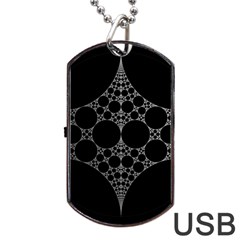 Drawing Of A White Spindle On Black Dog Tag USB Flash (One Side)